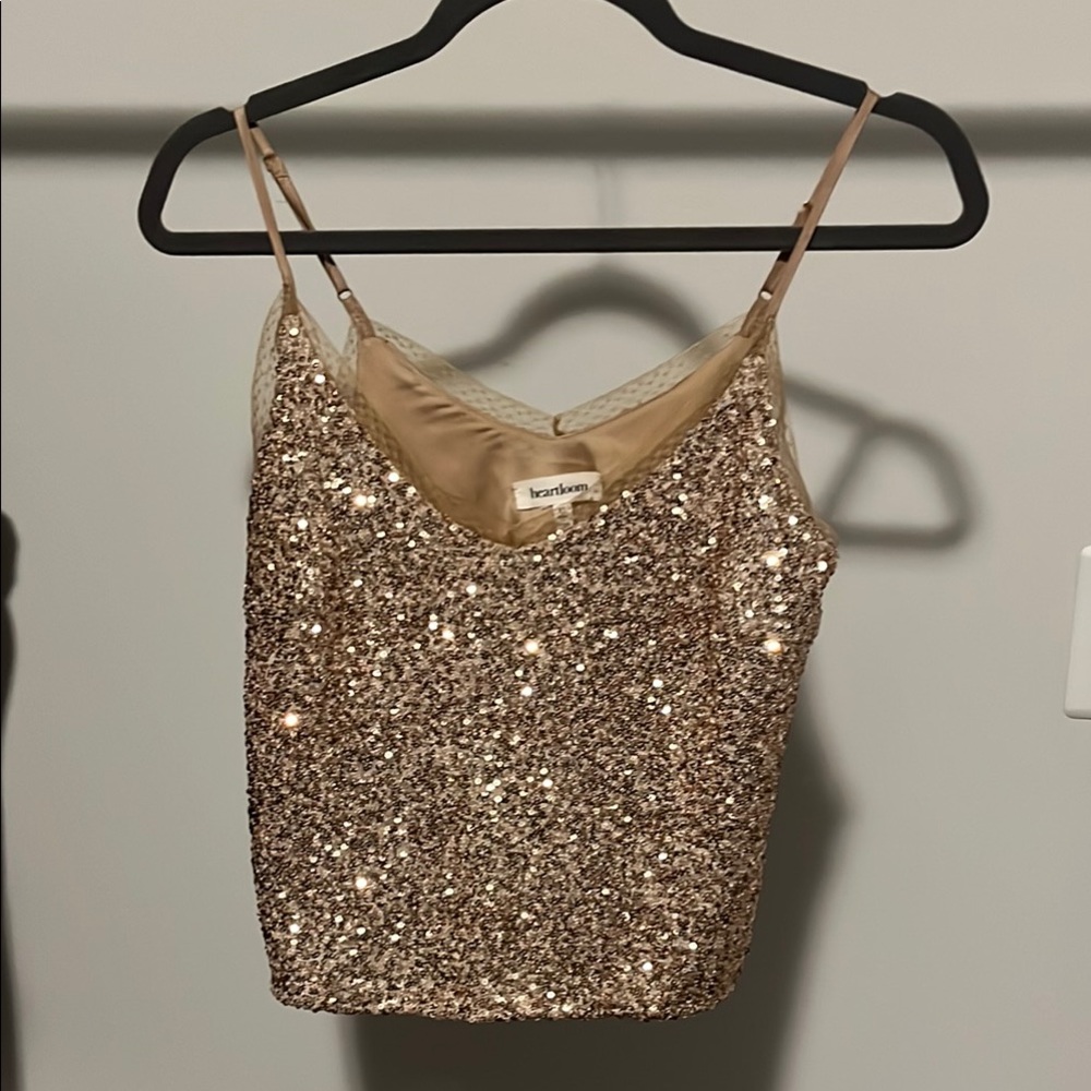 Sequin Gold Spaghetti Strap Top